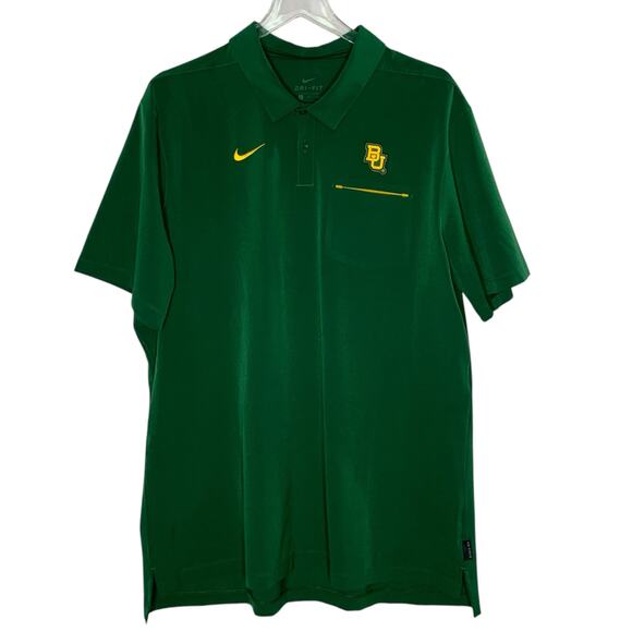 Nike XL Baylor University Polo Shirt Men BU Bears Dri Fit Short Sleeve Green - Picture 1 of 9